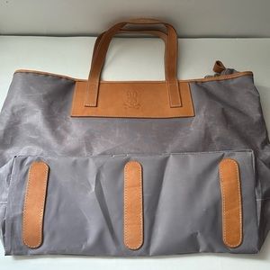 Psycho Bunny Women’s 4 oz Sailcloth Tote Bag Leather Trim